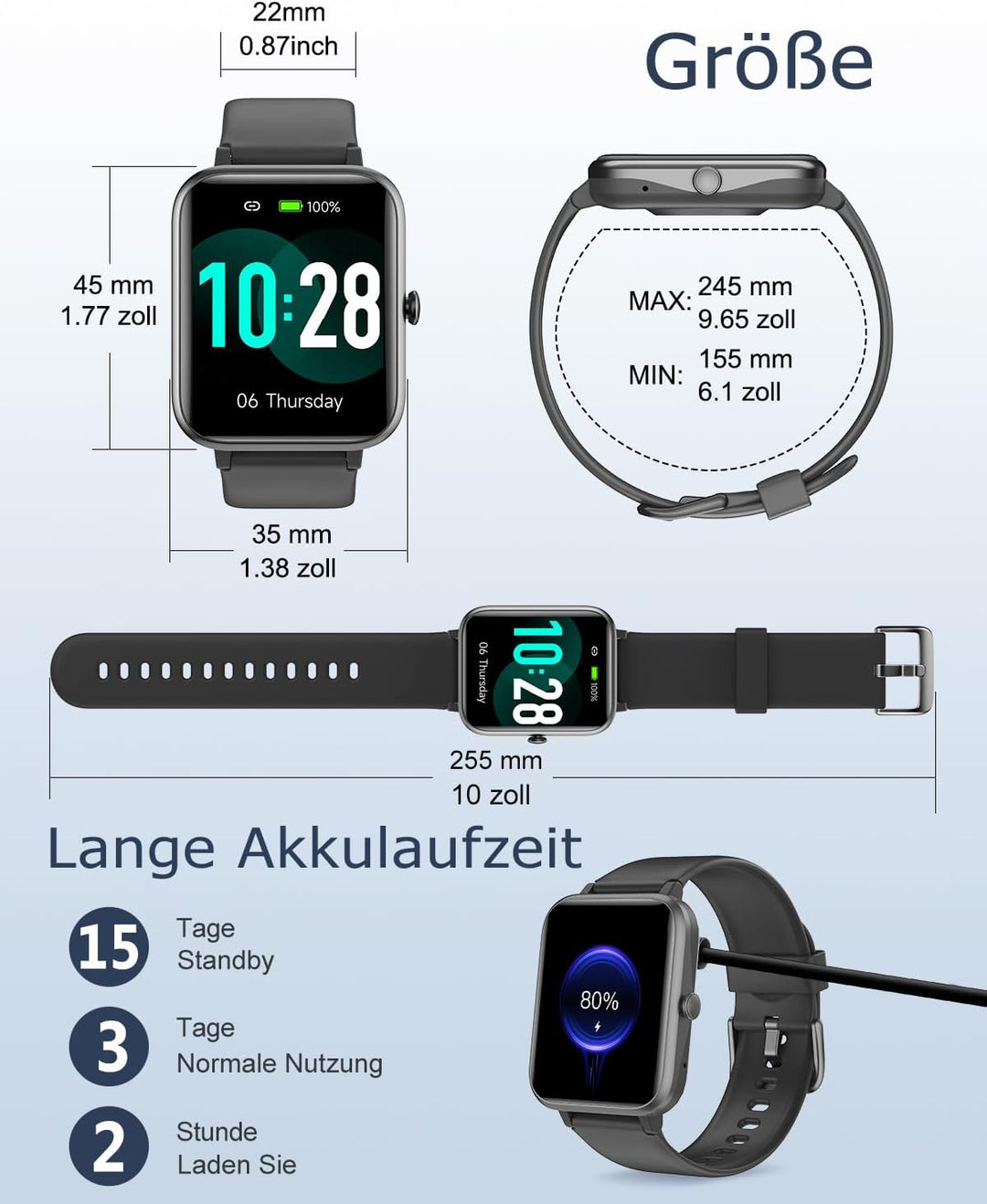 Die Ultimative Smartwatch für Damen & Herren: Telefonfunktion, Fitness-Tracking, Herzfrequenz- und Schlafmonitoring, SpO2, Schrittzähler & Mehr - Perfekt für iOS & Android