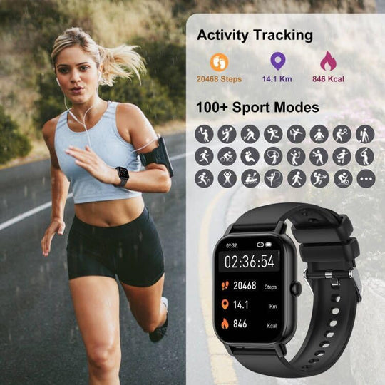 Revolutionäre 1,85" Touchscreen Smartwatch für Damen & Herren: Bluetooth-Anrufe, Fitness-Tracking, Herzfrequenz- und Schlafmonitor- 100% Wasserdicht - Perfekt für iOS & Android