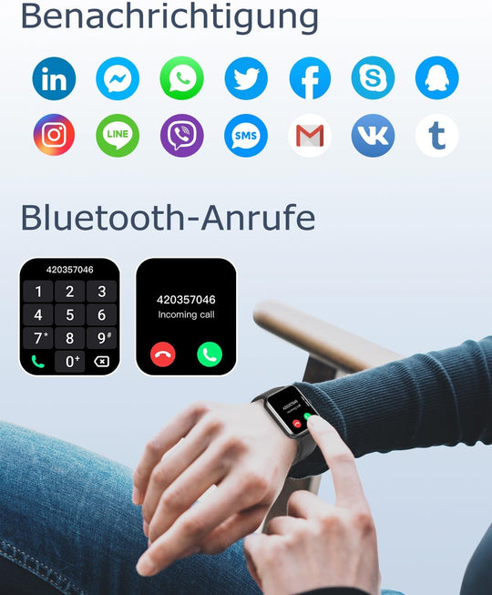 Die Ultimative Smartwatch für Damen & Herren: Telefonfunktion, Fitness-Tracking, Herzfrequenz- und Schlafmonitoring, SpO2, Schrittzähler & Mehr - Perfekt für iOS & Android