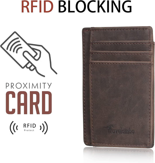 RFID-geschützte Leder Slim Wallet – Kompakte Mini-Geldbörse für Herren & Damen