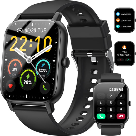 Revolutionäre 1,85" Touchscreen Smartwatch für Damen & Herren: Bluetooth-Anrufe, Fitness-Tracking, Herzfrequenz- und Schlafmonitor- 100% Wasserdicht - Perfekt für iOS & Android