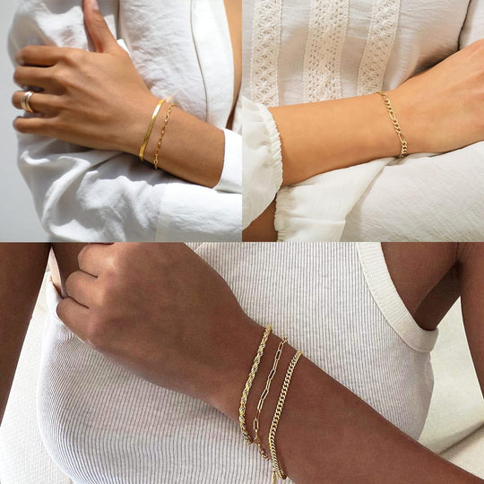 Echtgold-Armbänder-Set für Damen