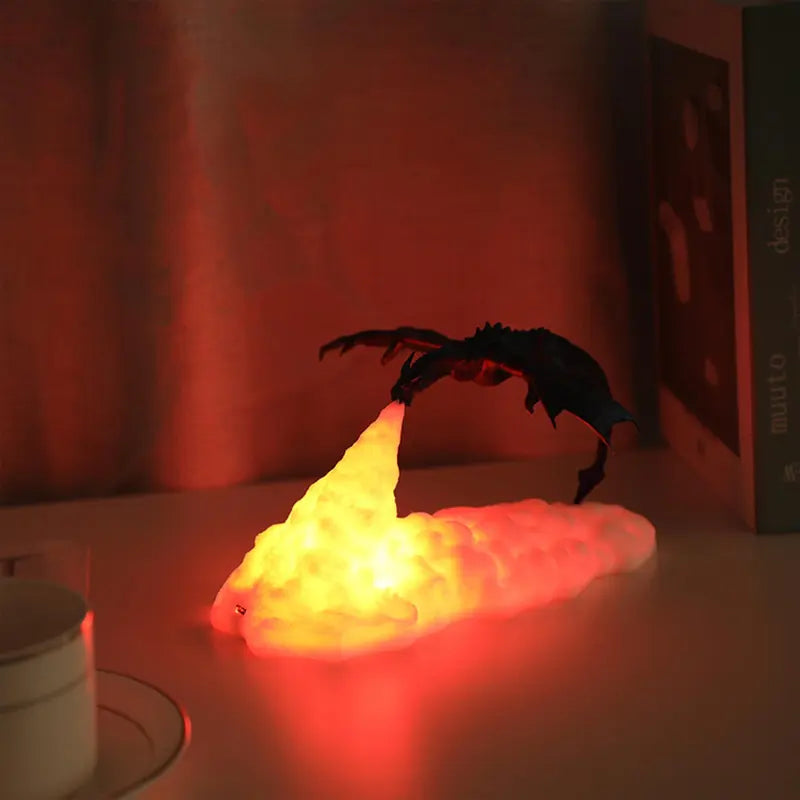 3D-Schreibtischlampe mit feuerspeiendem Drachen