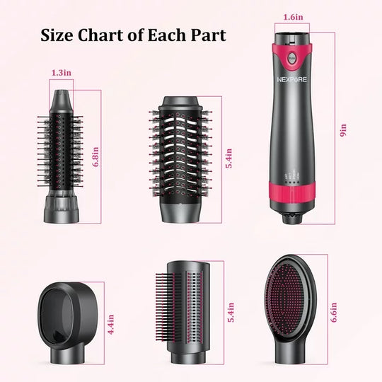 NanoLink 5-in-1 Heißluftbürsten-Set: Trocknen, Glätten & Locken wie ein Profi