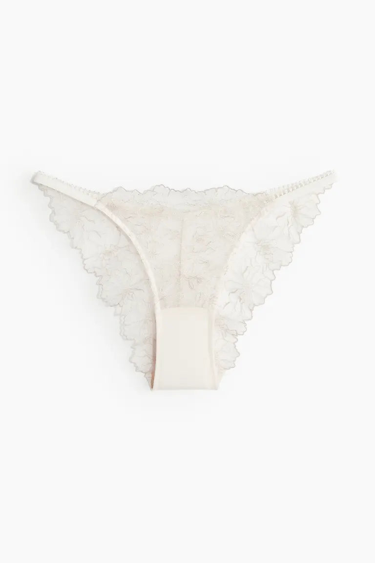 Transparente Mesh-Slips mit zarter Stickerei